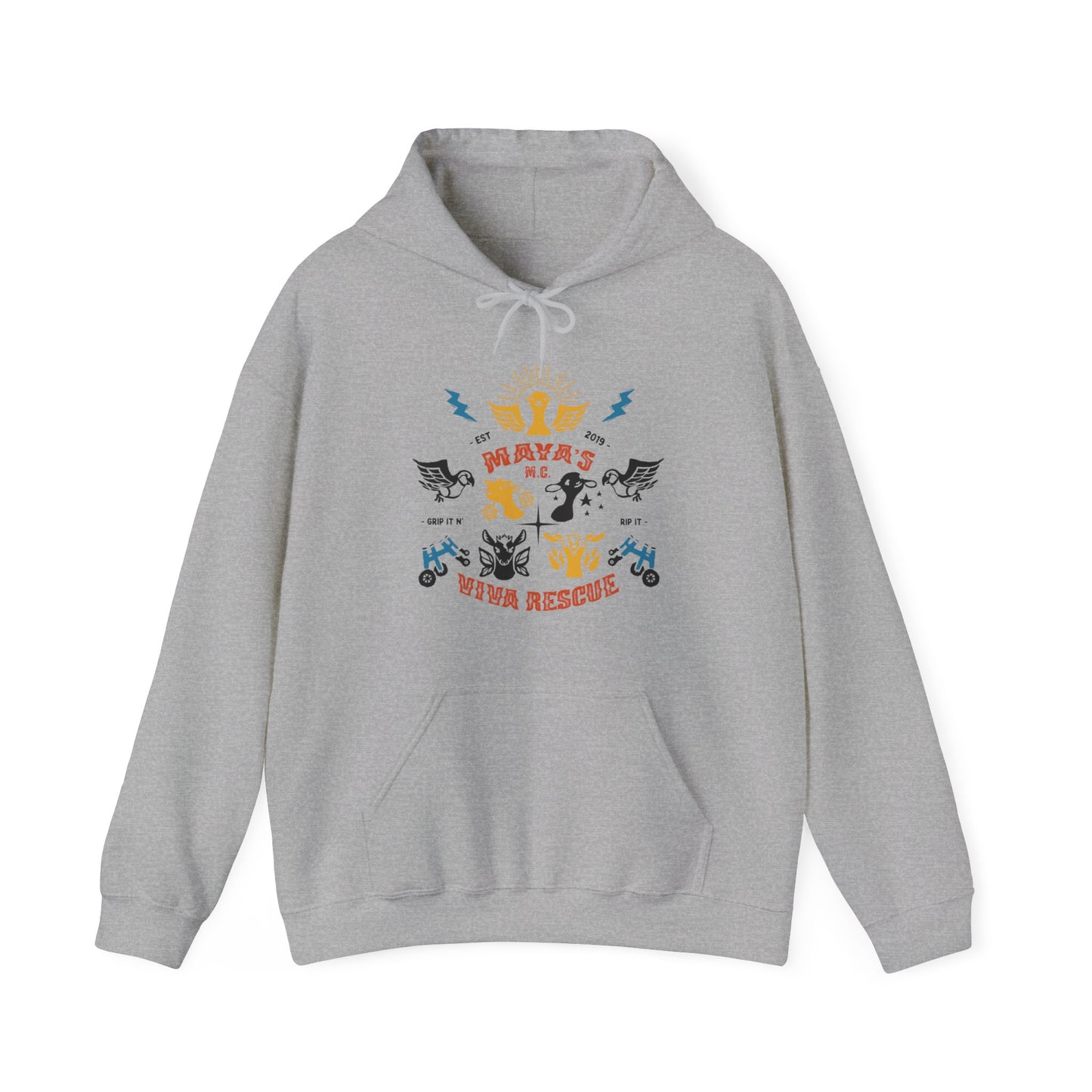 Viva Rescue - Maya's Motorcycle Club - Unisex Heavy Blend™ Hooded Sweatshirt