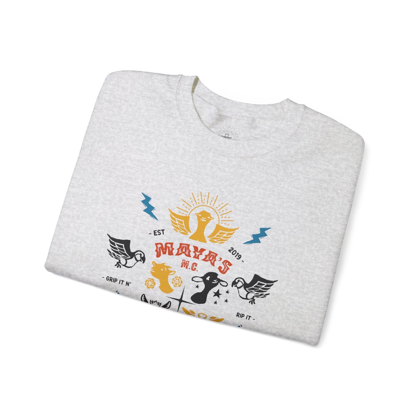 Viva Rescue - Maya's Motorcycle Club - Unisex Heavy Blend™ Crewneck Sweatshirt
