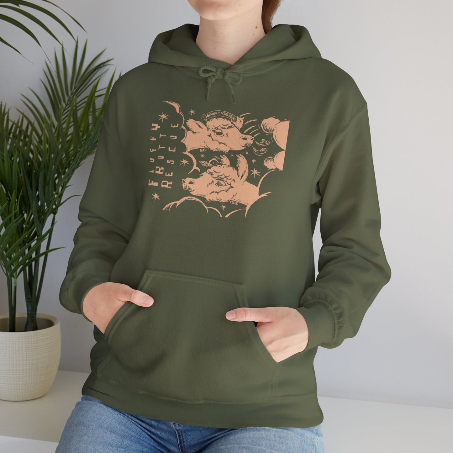 Fluffy Butt Rescue - Minky Forever - Unisex Heavy Blend™ Hooded Sweatshirt