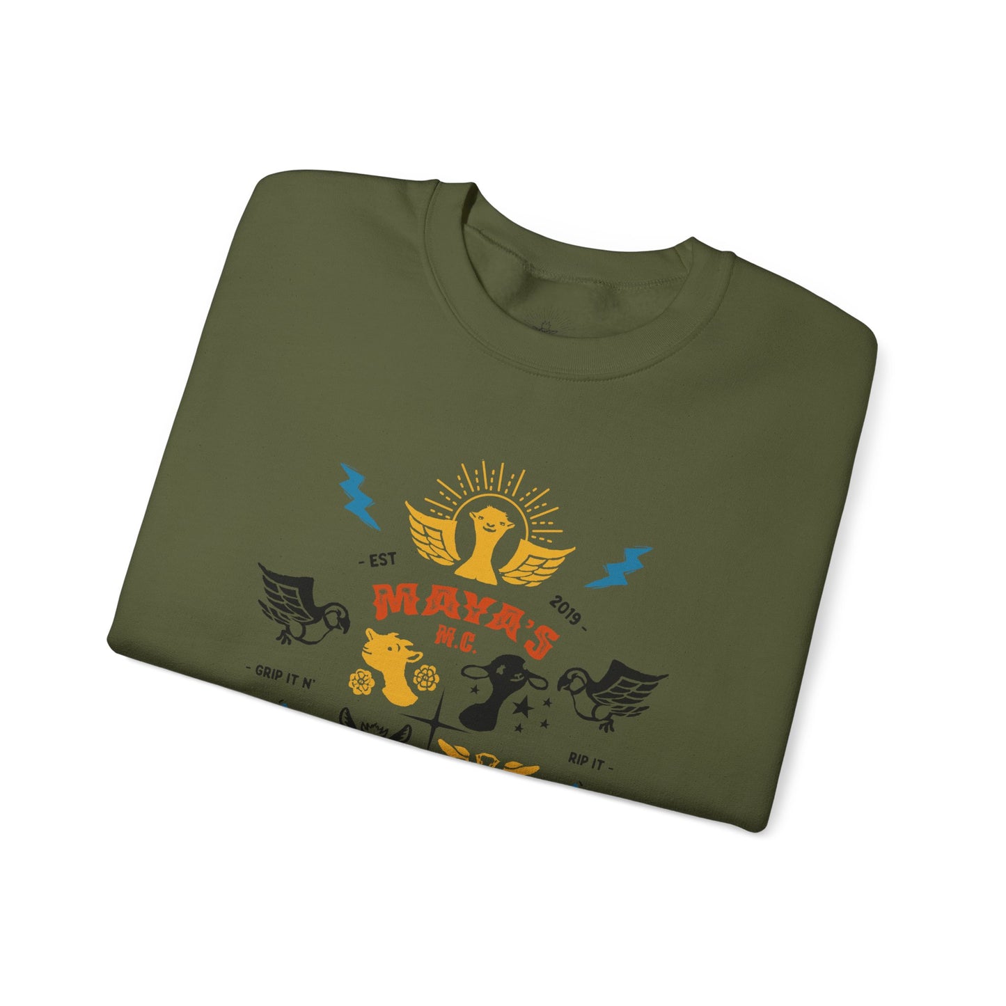 Viva Rescue - Maya's Motorcycle Club - Unisex Heavy Blend™ Crewneck Sweatshirt