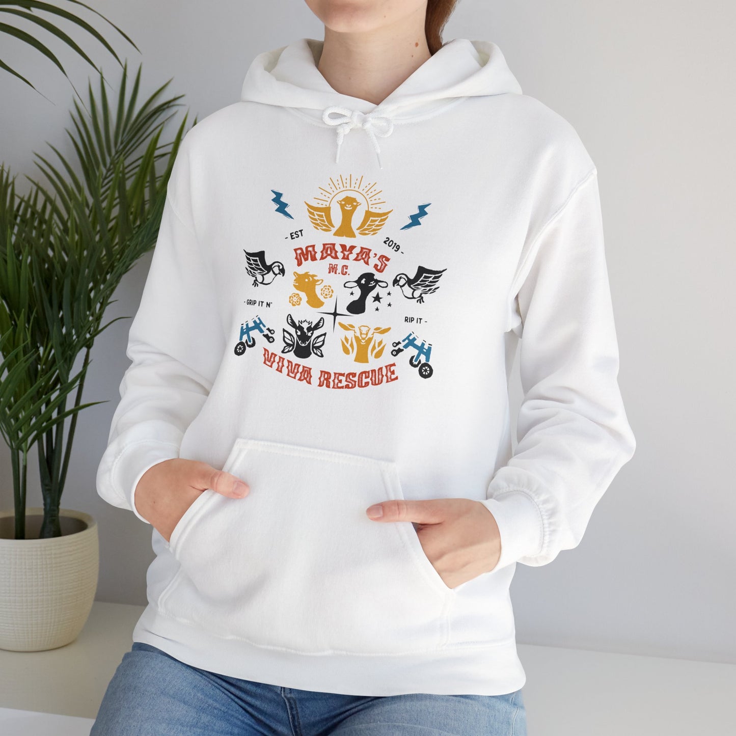 Viva Rescue - Maya's Motorcycle Club - Unisex Heavy Blend™ Hooded Sweatshirt
