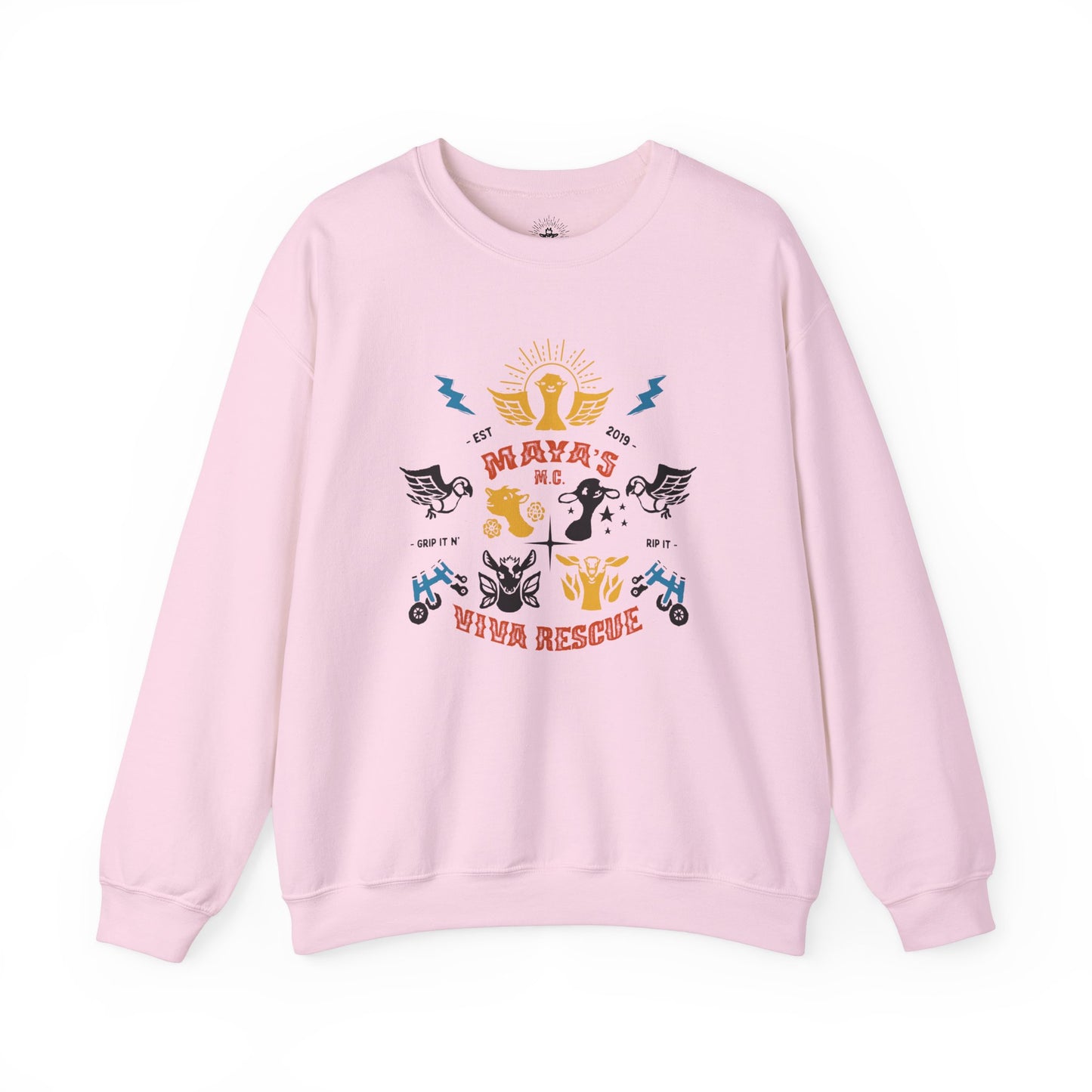 Viva Rescue - Maya's Motorcycle Club - Unisex Heavy Blend™ Crewneck Sweatshirt