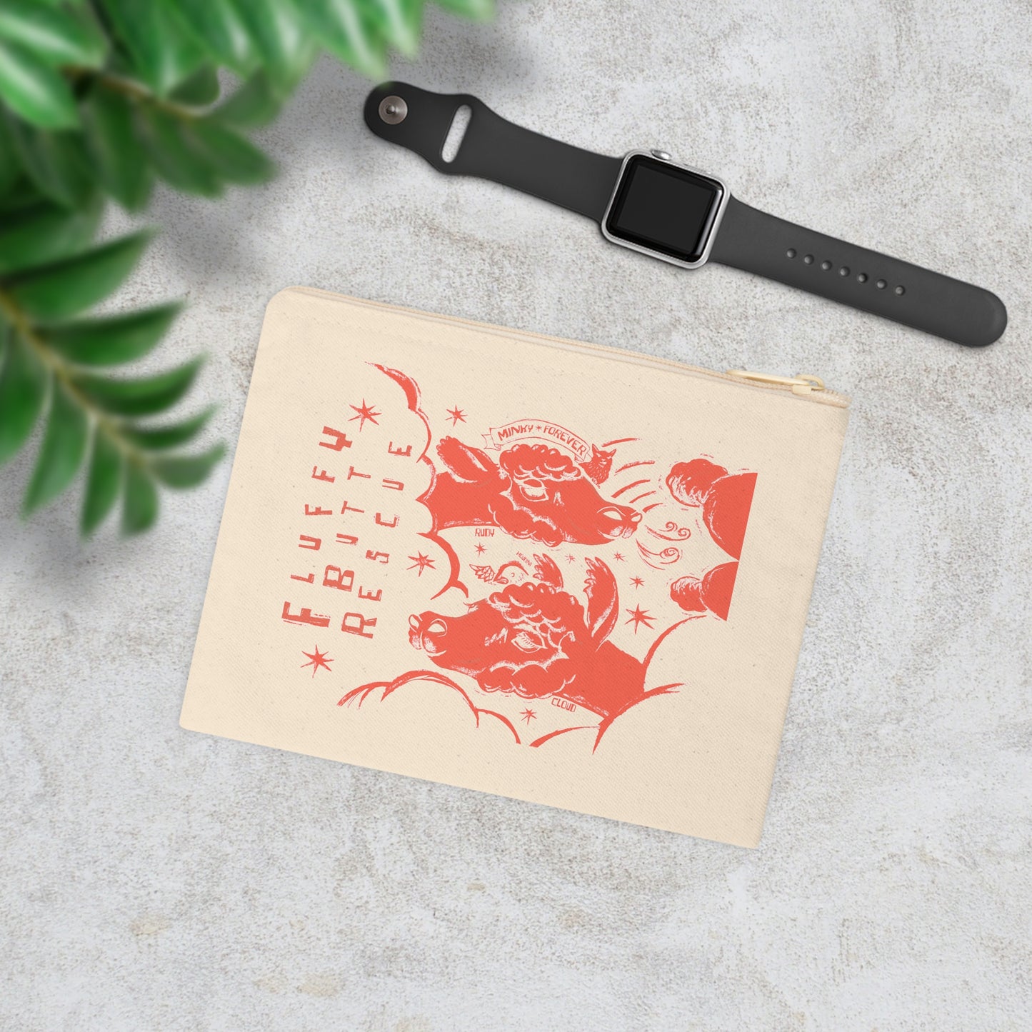 Fluffy Butt Rescue - Minky Forever - Accessory Zipper Pouch