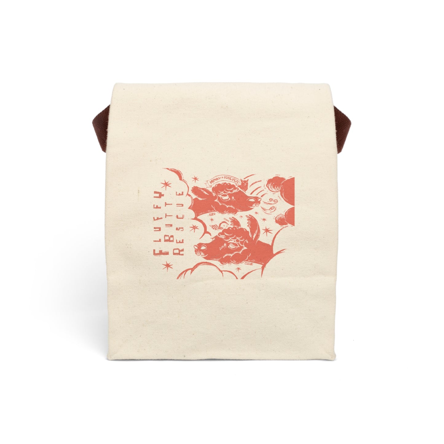 Fluffy Butt Rescue - Minky Forever - Canvas Lunch Bag With Strap