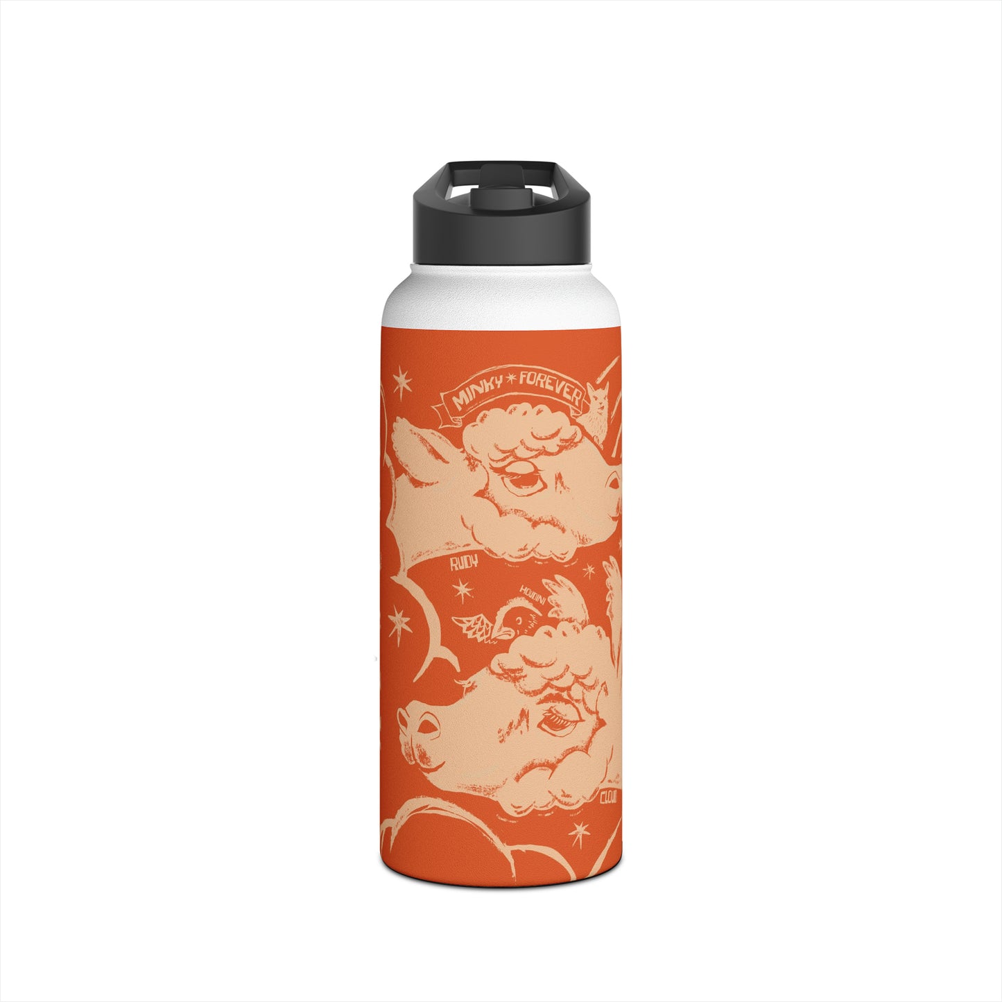 Fluffy Butt Rescue - Minky Forever - Stainless Steel Water Bottle, Standard Lid