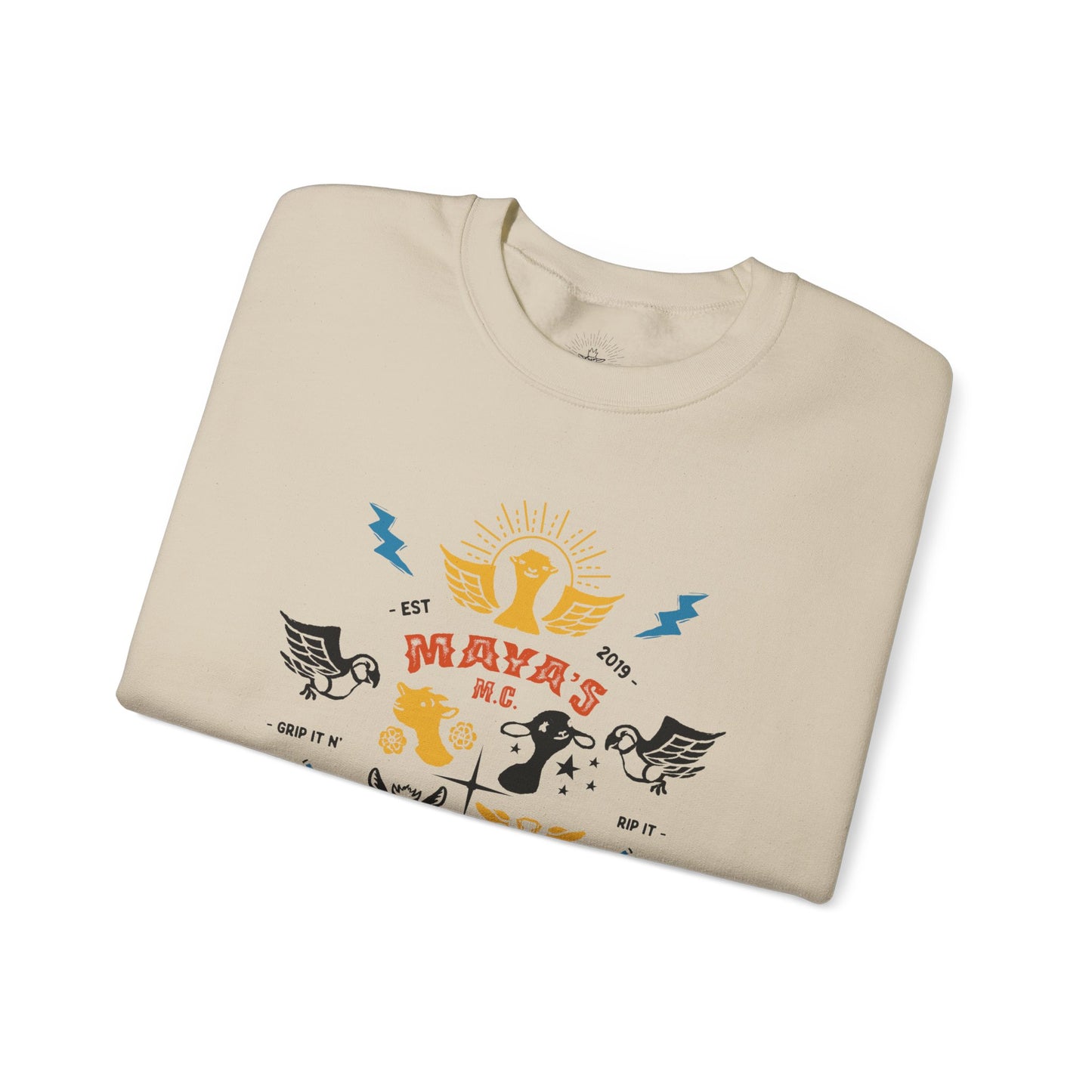 Viva Rescue - Maya's Motorcycle Club - Unisex Heavy Blend™ Crewneck Sweatshirt