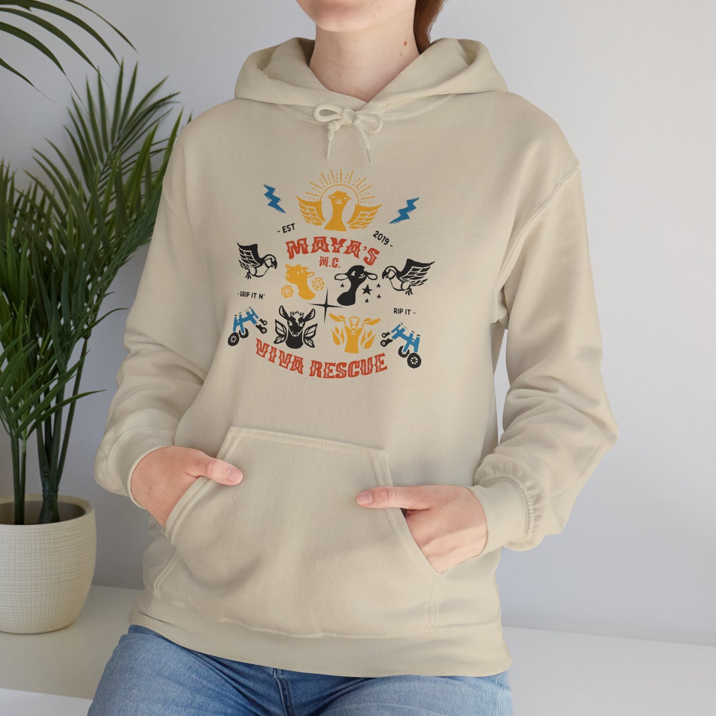 Viva Rescue - Maya's Motorcycle Club - Unisex Heavy Blend™ Hooded Sweatshirt