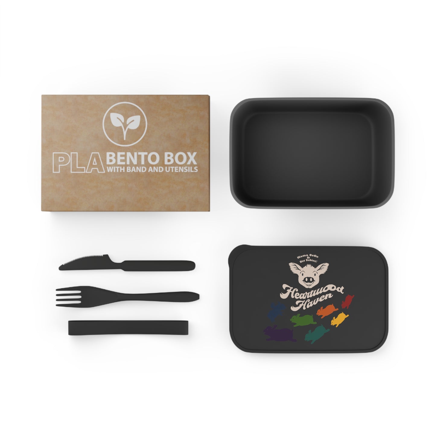 HEARTWOOD HAVEN - Mama CeCe & Her Babies! - PLA Bento Box with Band and Utensils