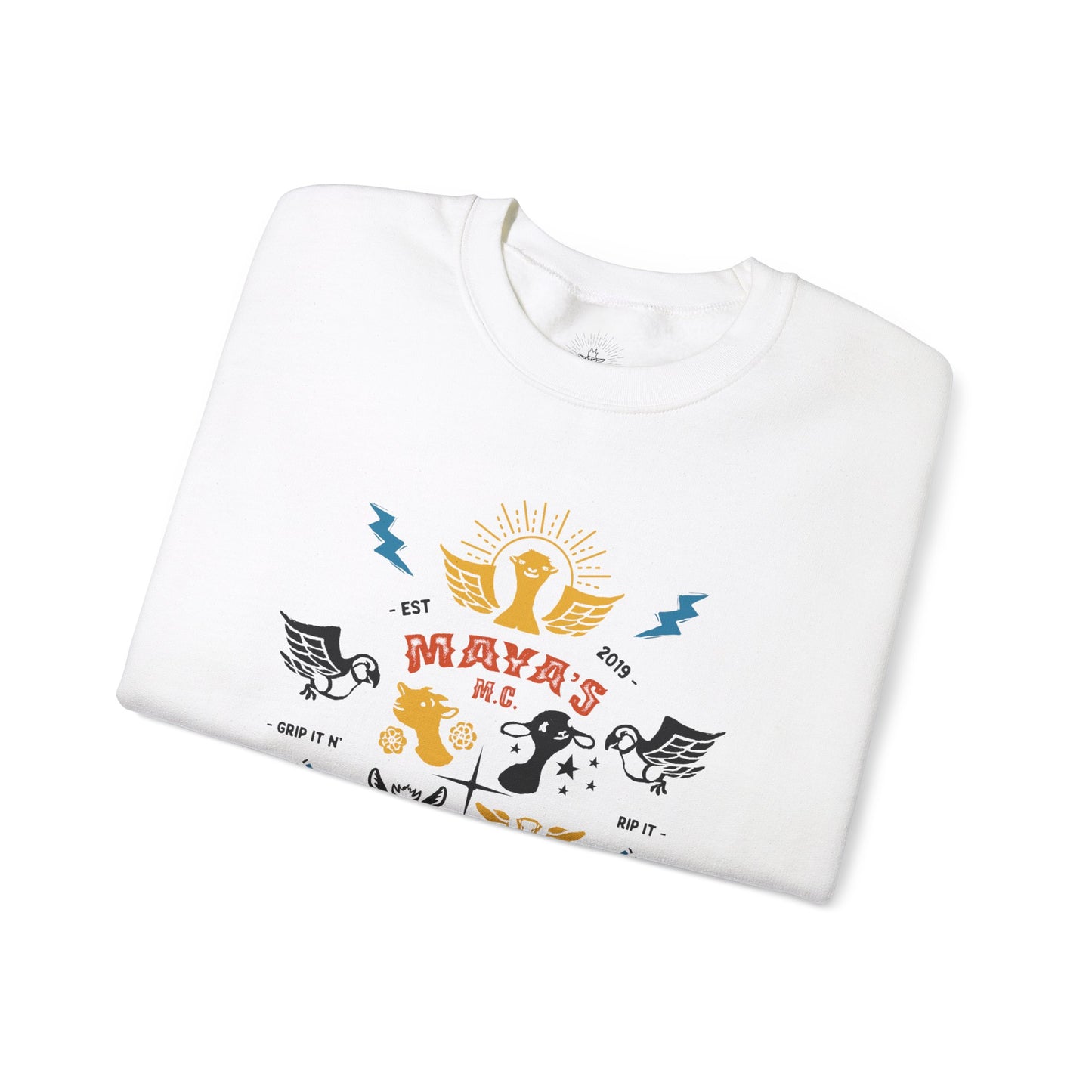 Viva Rescue - Maya's Motorcycle Club - Unisex Heavy Blend™ Crewneck Sweatshirt
