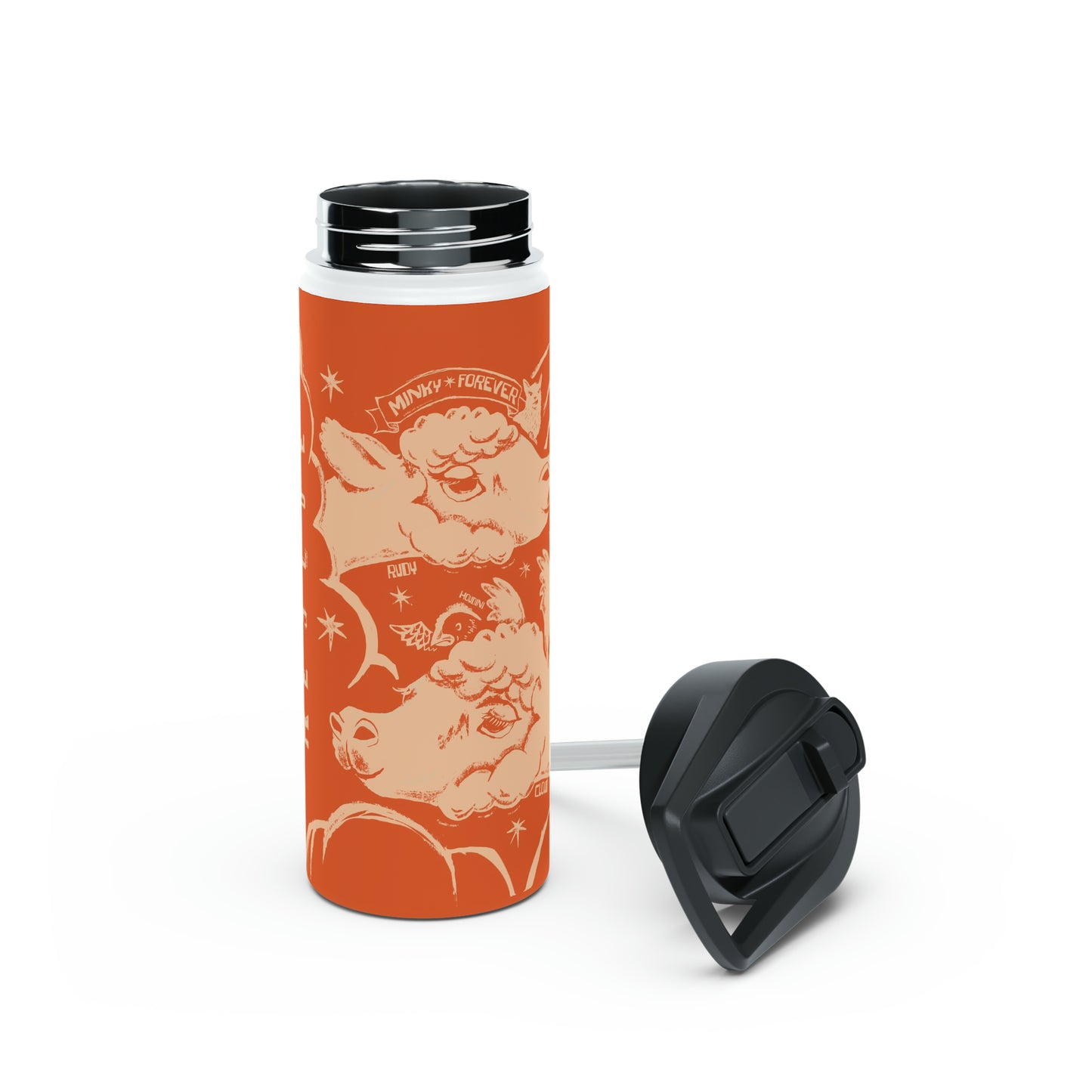 Fluffy Butt Rescue - Minky Forever - Stainless Steel Water Bottle, Standard Lid