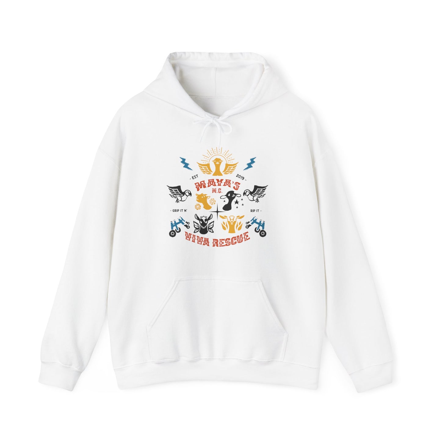 Viva Rescue - Maya's Motorcycle Club - Unisex Heavy Blend™ Hooded Sweatshirt