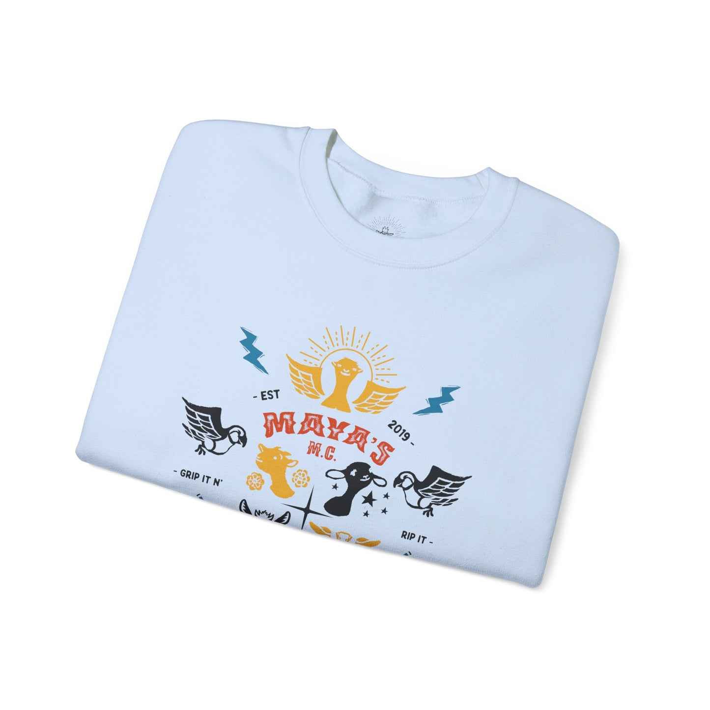 Viva Rescue - Maya's Motorcycle Club - Unisex Heavy Blend™ Crewneck Sweatshirt