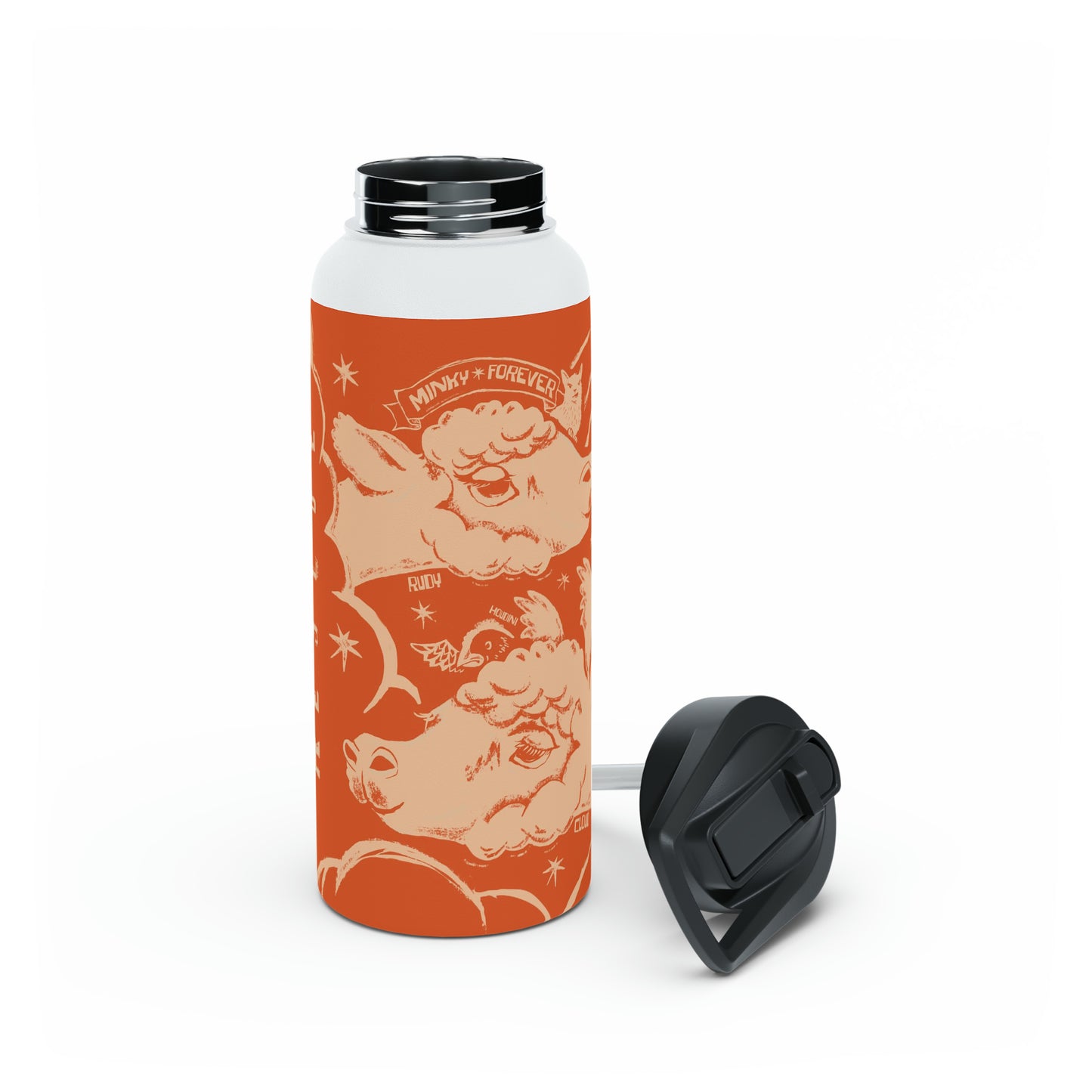 Fluffy Butt Rescue - Minky Forever - Stainless Steel Water Bottle, Standard Lid