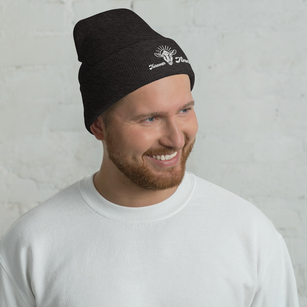 LITTLE HILL SANCTUARY - Forever Finn - Cuffed Beanie White Logo