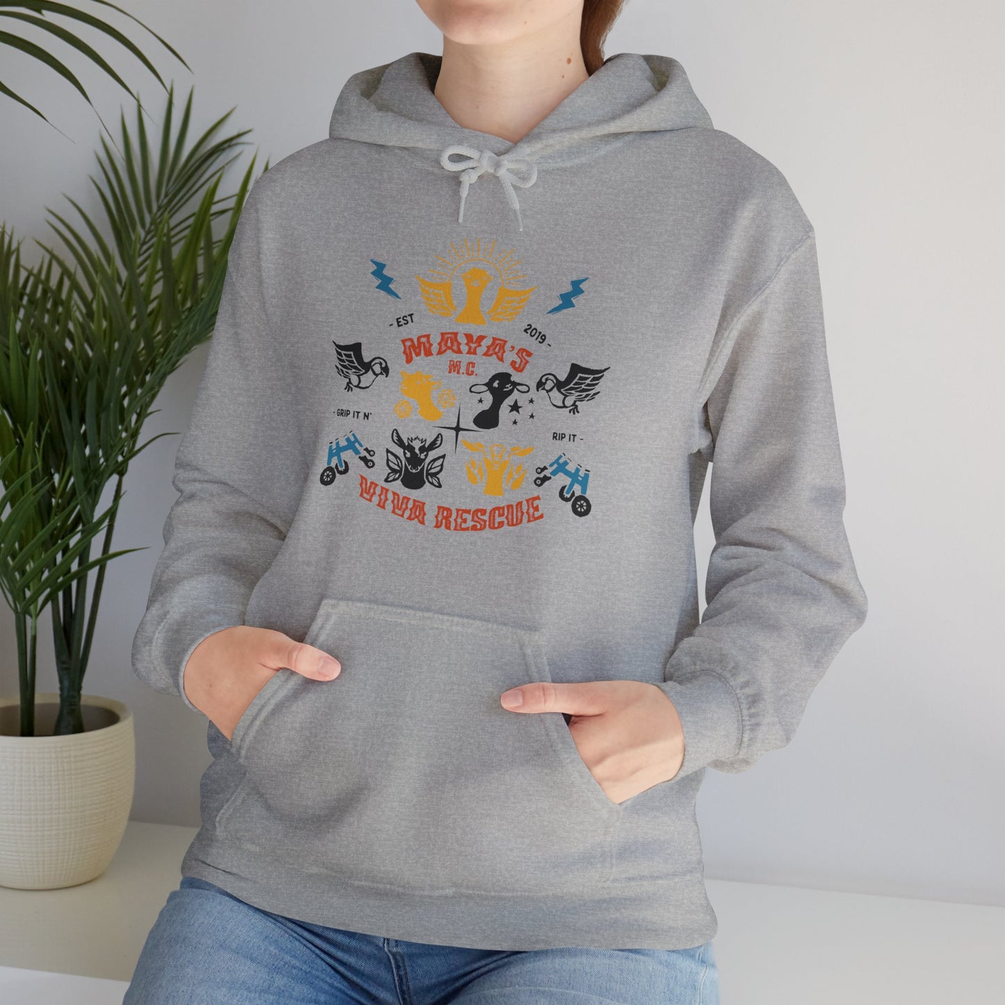 Viva Rescue - Maya's Motorcycle Club - Unisex Heavy Blend™ Hooded Sweatshirt