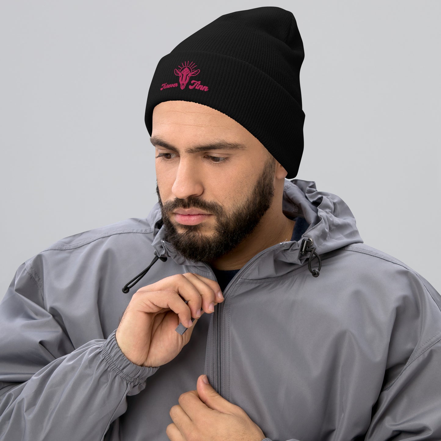 LITTLE HILL SANCTUARY - Forever Finn - Cuffed Beanie Hot Pink Logo