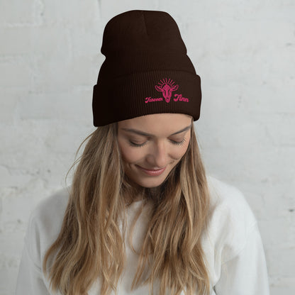 LITTLE HILL SANCTUARY - Forever Finn - Cuffed Beanie Hot Pink Logo