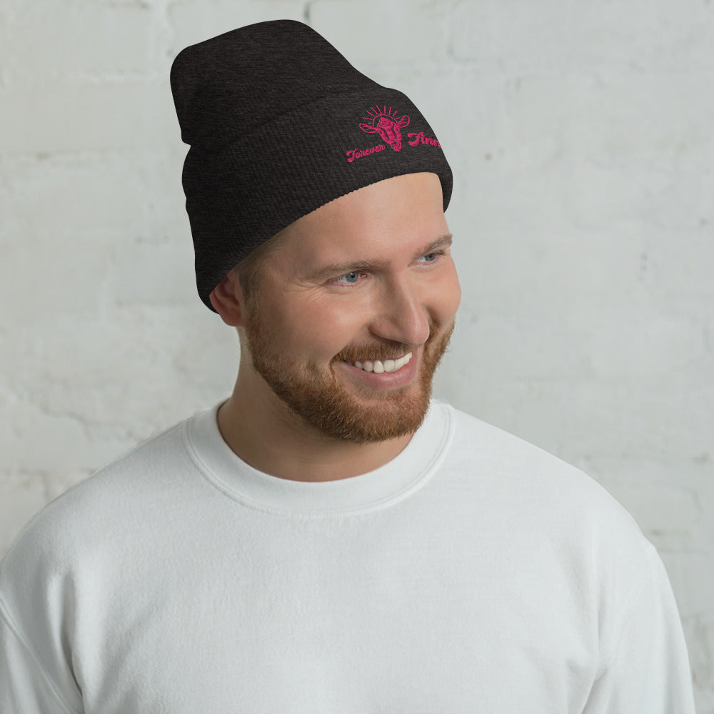 LITTLE HILL SANCTUARY - Forever Finn - Cuffed Beanie Hot Pink Logo