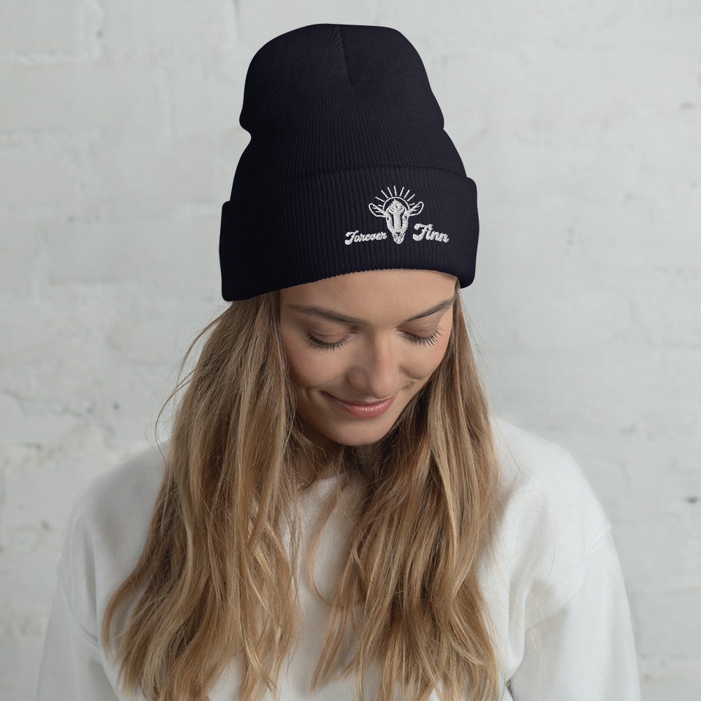 LITTLE HILL SANCTUARY - Forever Finn - Cuffed Beanie White Logo